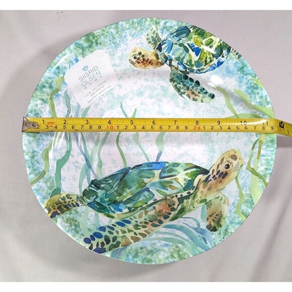 Sigrid Olsen Sea Turtle Serving Bowl Large Melamine Beach Ocean Nautical 11.5-in - Picture 7 of 8